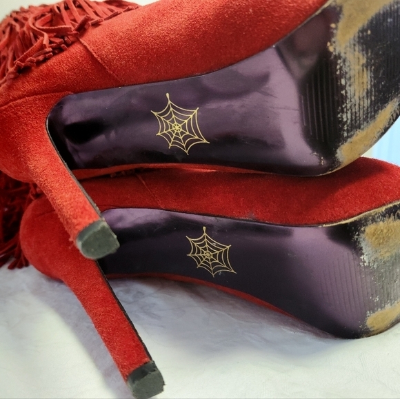 Red Leather Platform Stiletto Boots - Picture 12 of 16